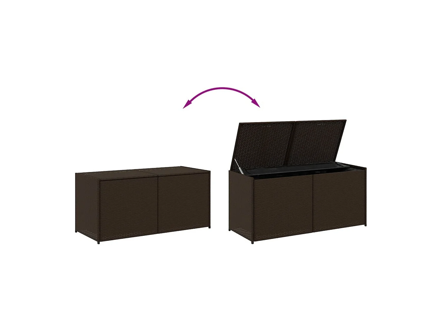 Boîte de rangement de jardin marron 283L résine tressée