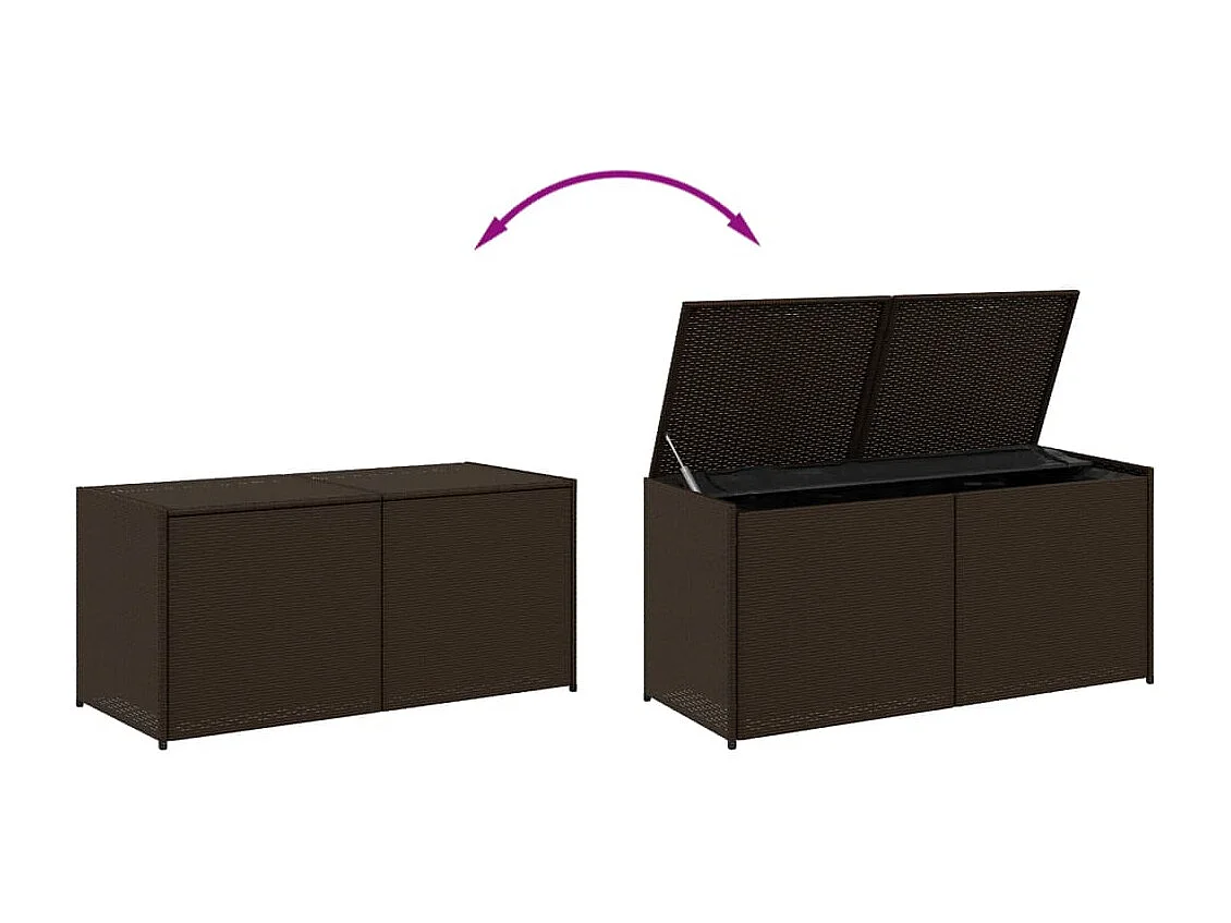 Boîte de rangement de jardin marron 283L résine tressée