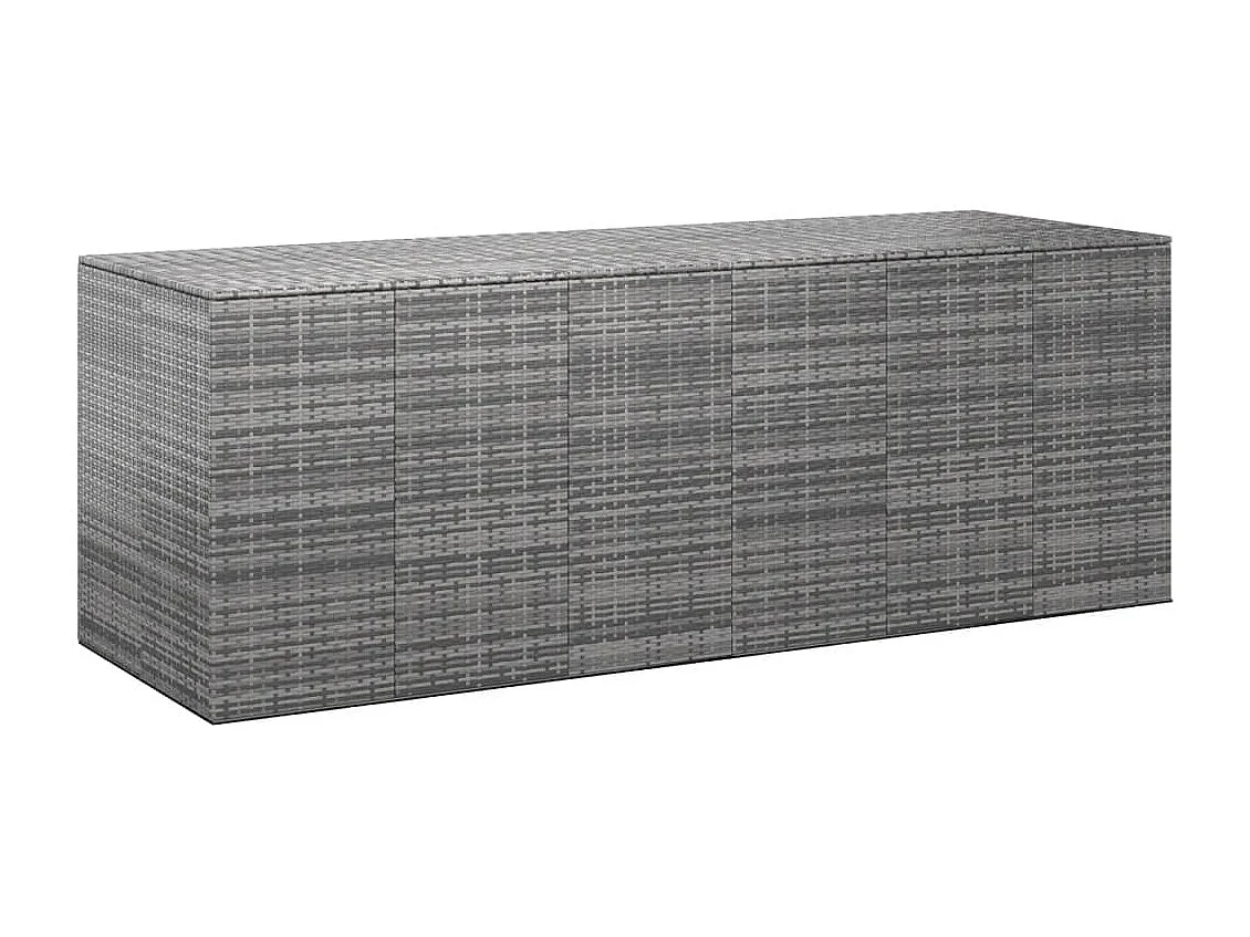 Caja de cojines de jardín resina tejida 291x100,5x104 cm Gris