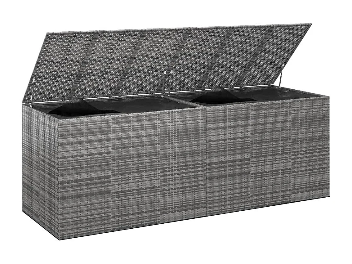 Caja de cojines de jardín resina tejida 291x100,5x104 cm Gris