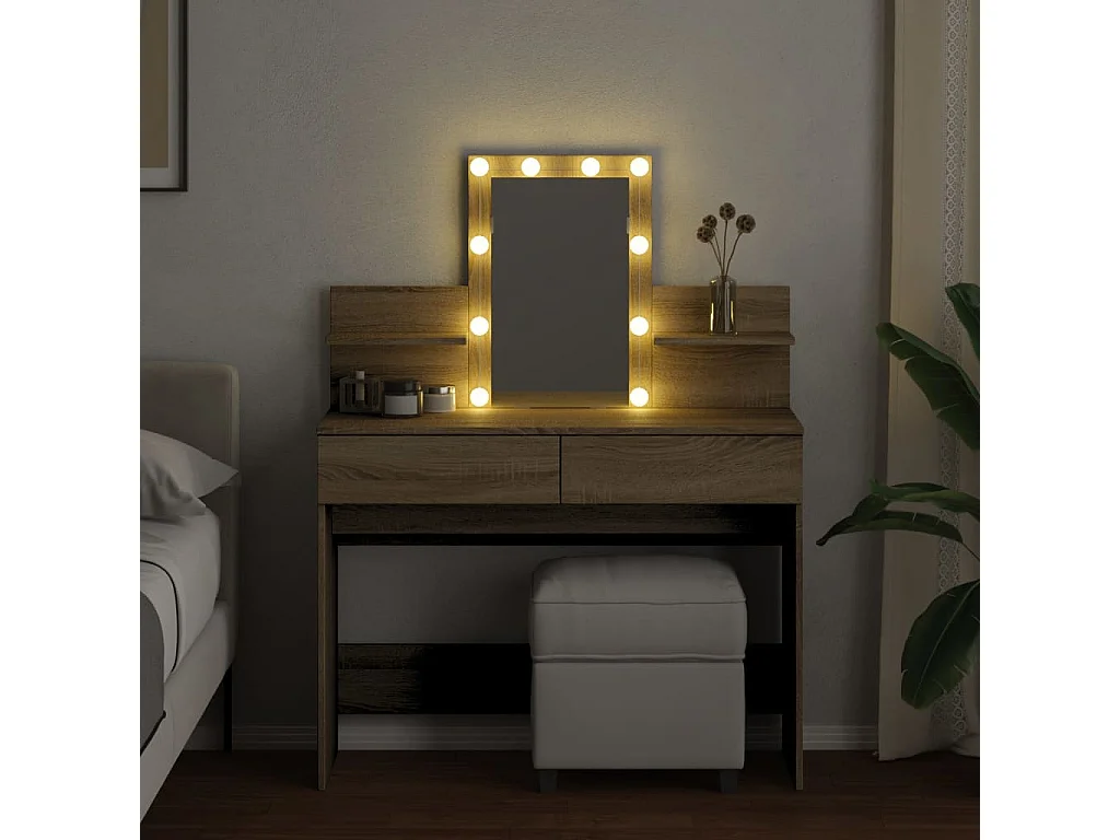 Toletta con LED rovere Sonoma 100x40x130 cm