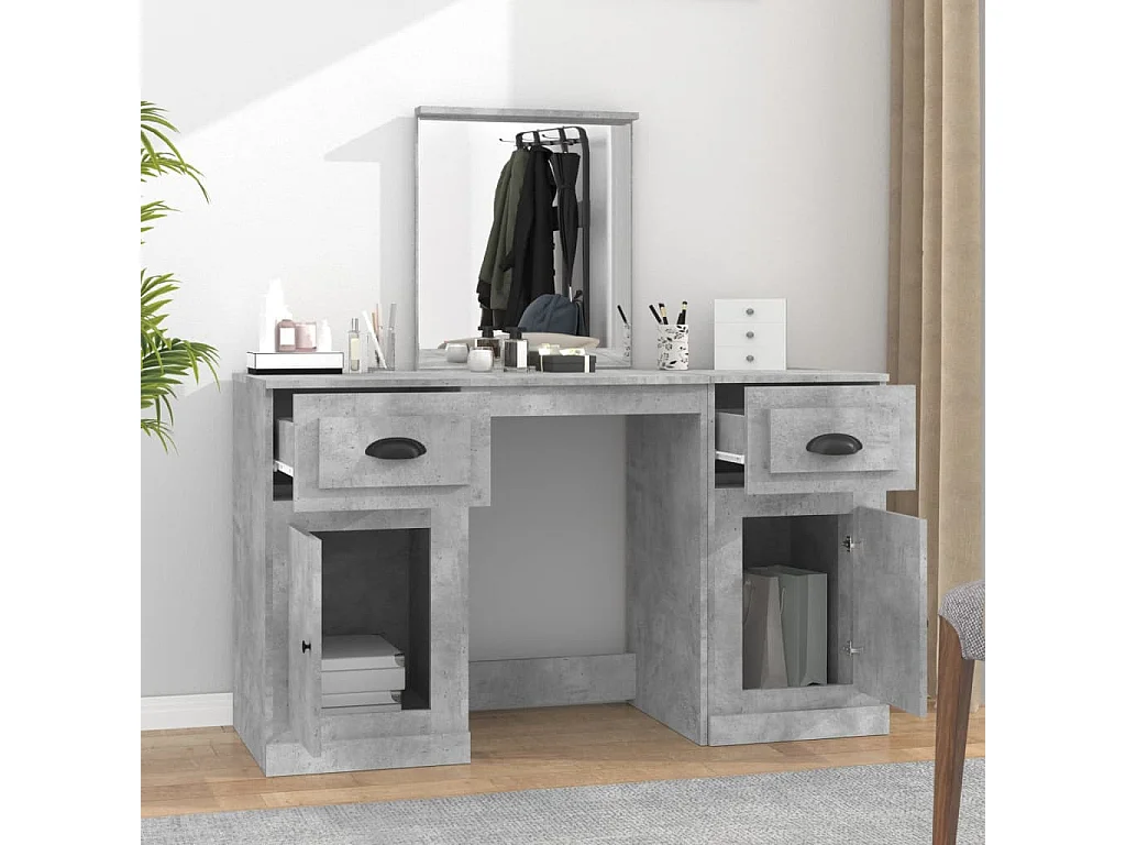Toilette con specchio grigio cemento 130x50x132,5 cm