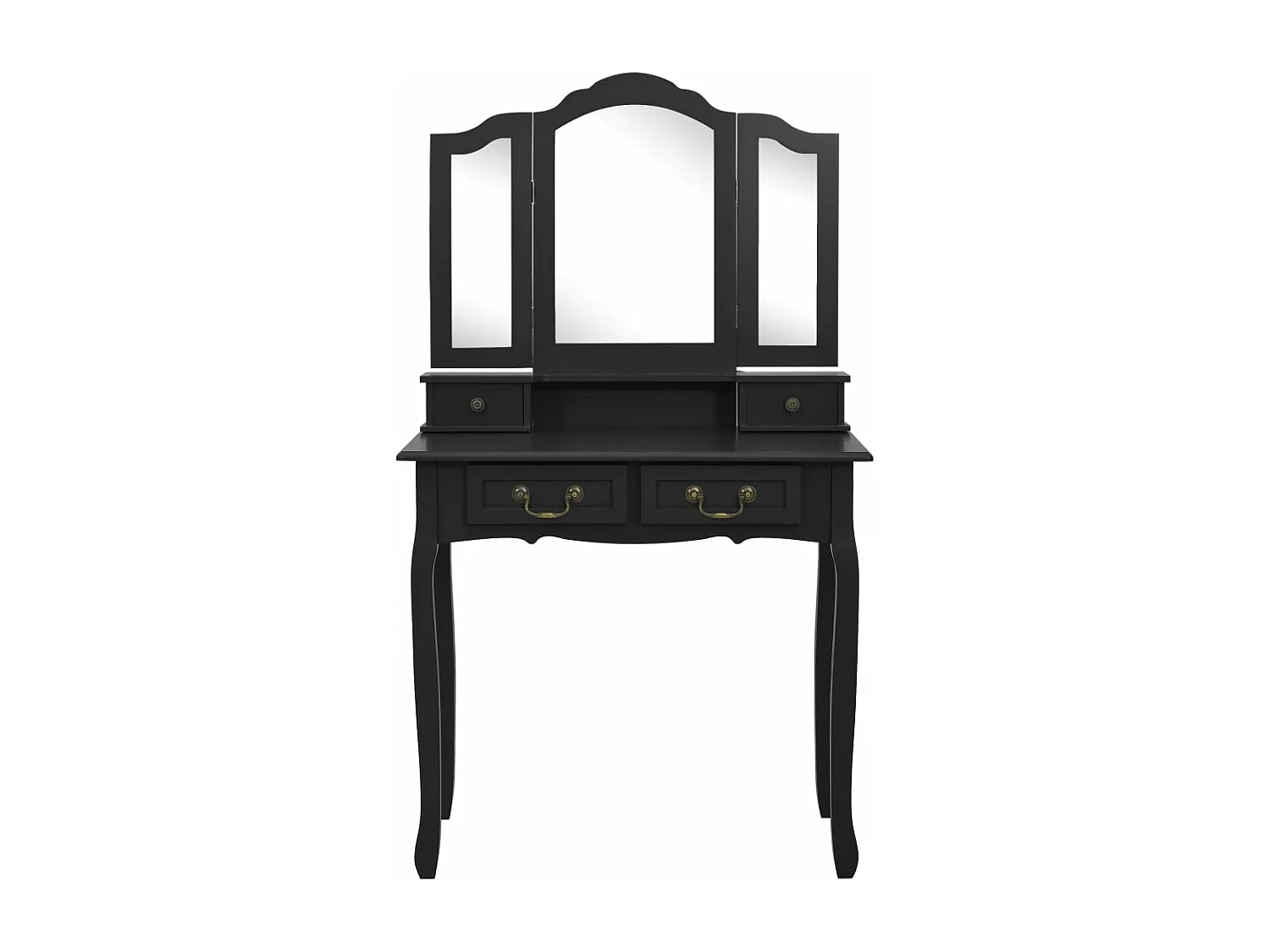 Set toeletta con sgabello Nero 80x69x141 cm Paulownia