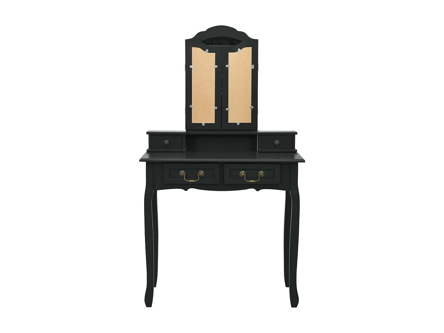 Set toeletta con sgabello Nero 80x69x141 cm Paulownia