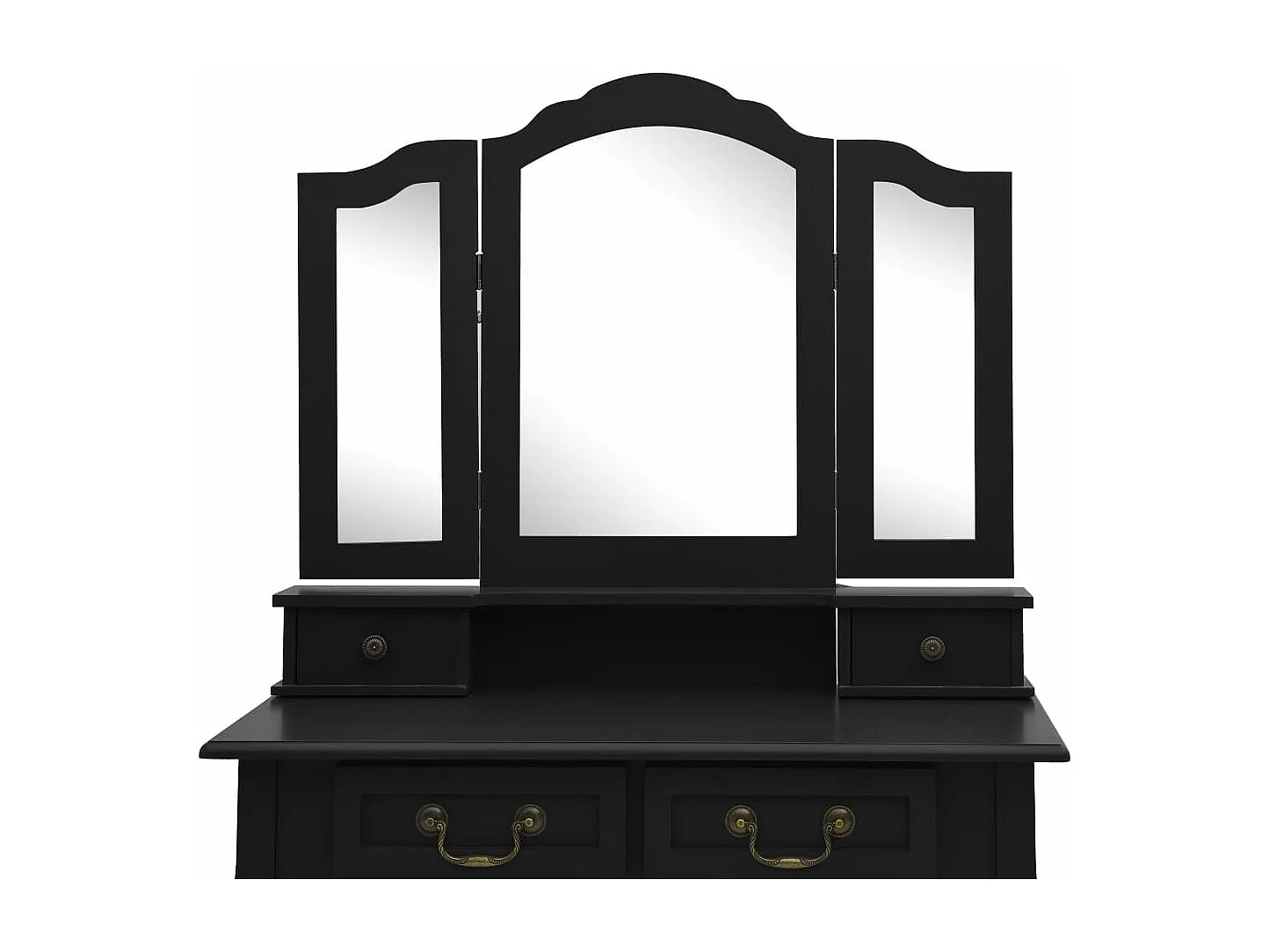 Set toeletta con sgabello Nero 80x69x141 cm Paulownia