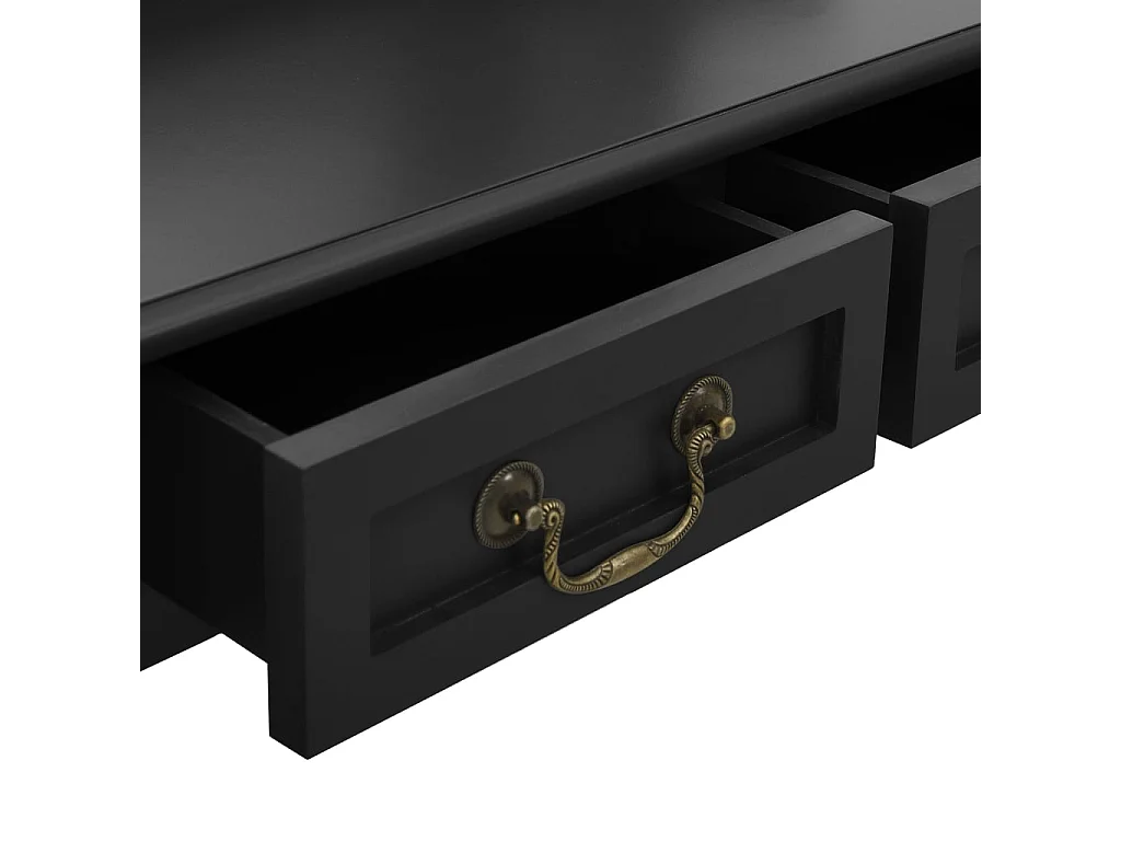 Set toeletta con sgabello Nero 80x69x141 cm Paulownia