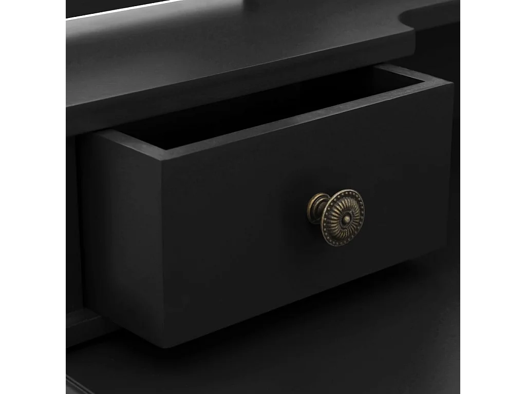 Set toeletta con sgabello Nero 80x69x141 cm Paulownia