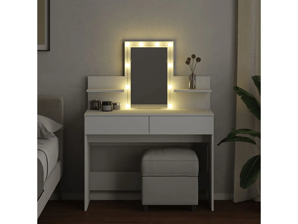 Coiffeuse avec LED blanc 100x40x130 cm