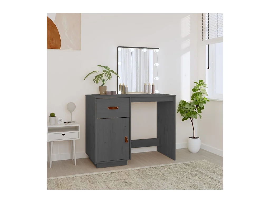 Toletta con LED Grigio 95x50x133,5 cm Legno di pino massiccio
