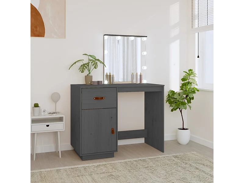 Toletta con LED Grigio 95x50x133,5 cm Legno di pino massiccio