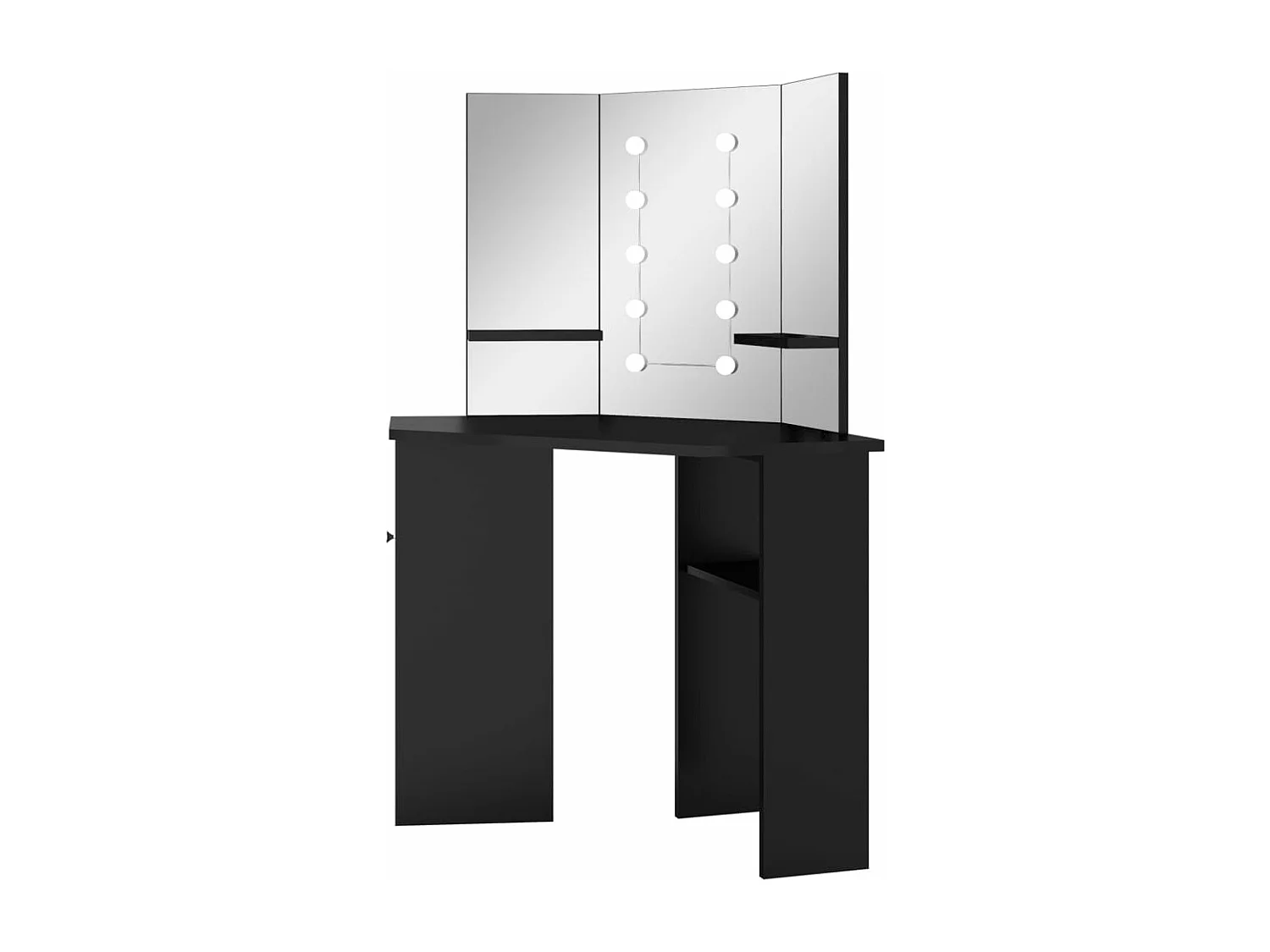 Tocador de esquina con LED Negro 111x54x141,5 cm