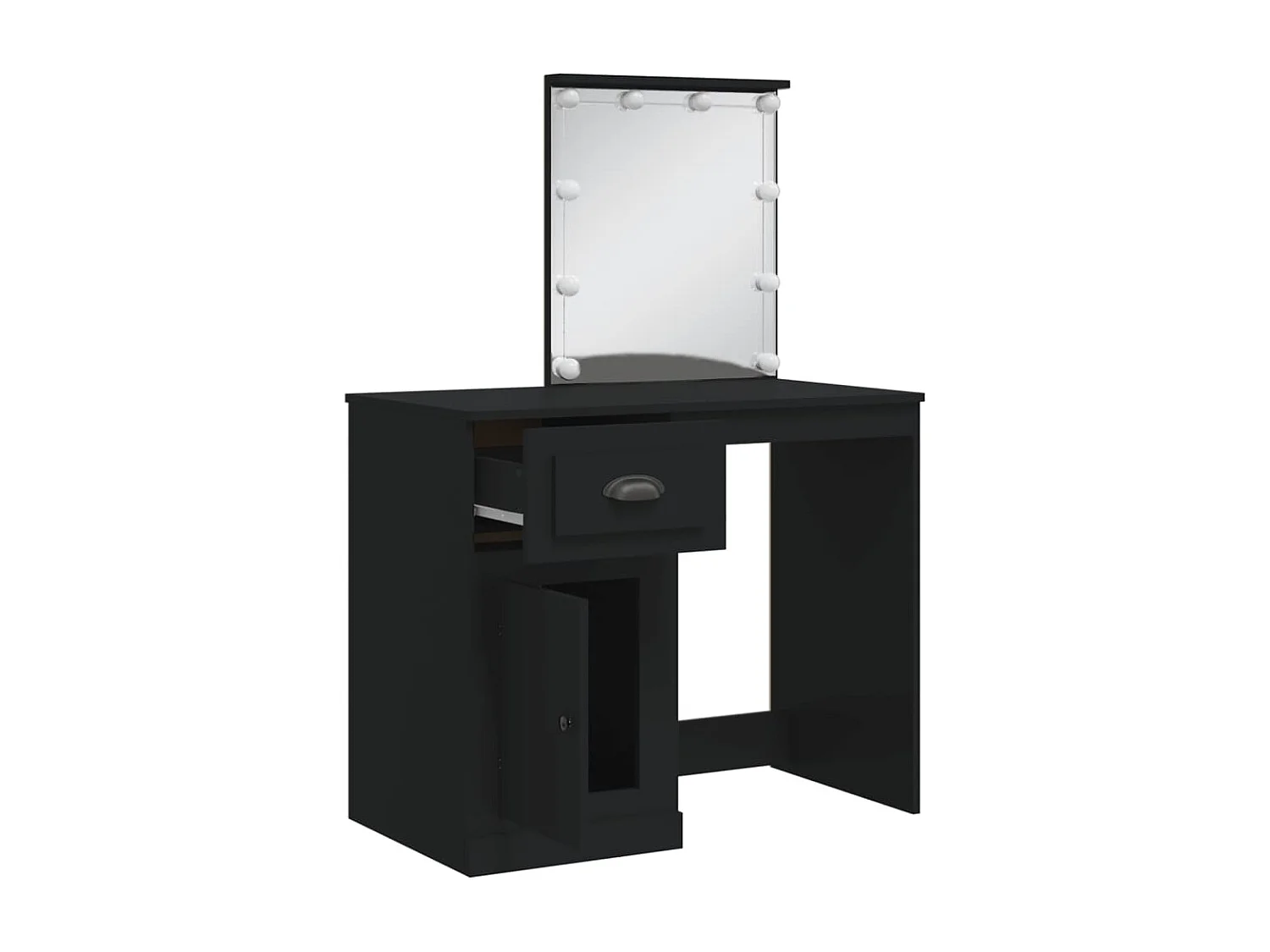 Tocador con luces LED negro 90x42x132,5cm