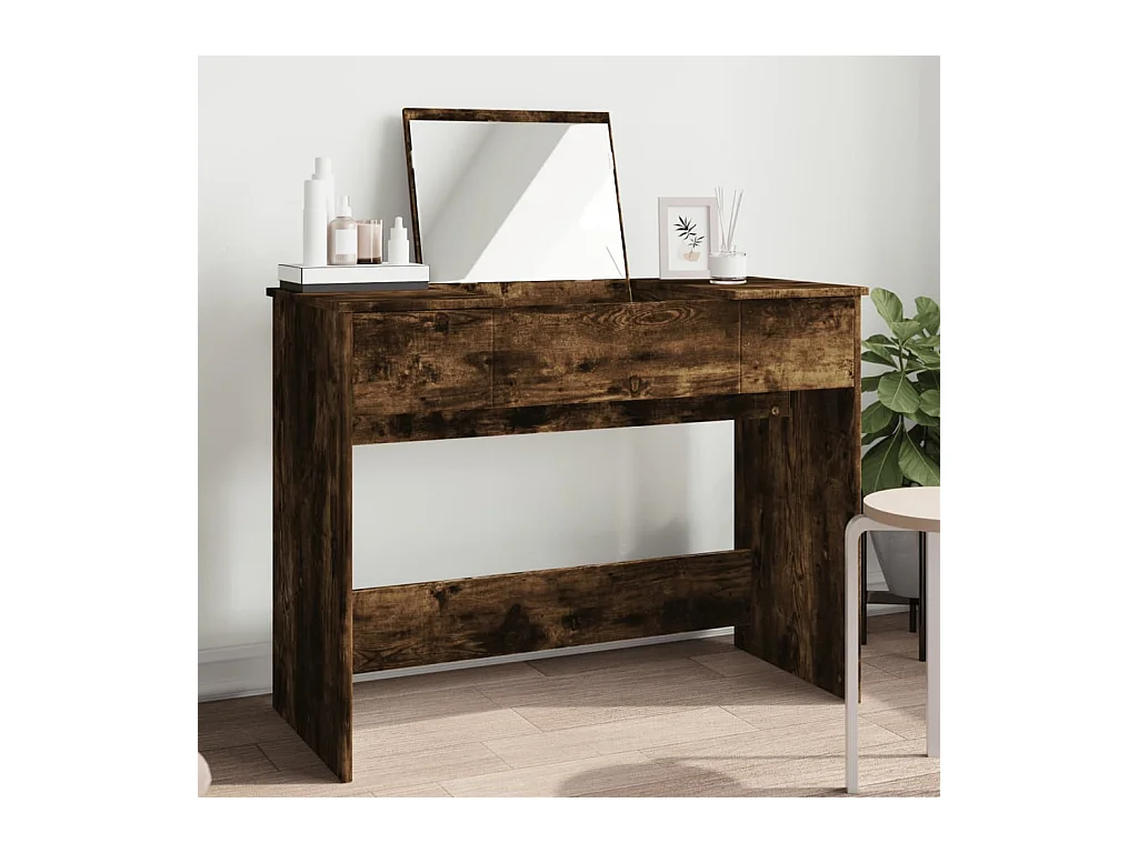 Kaptafel met gerookte eiken spiegel 100x45x76 cm