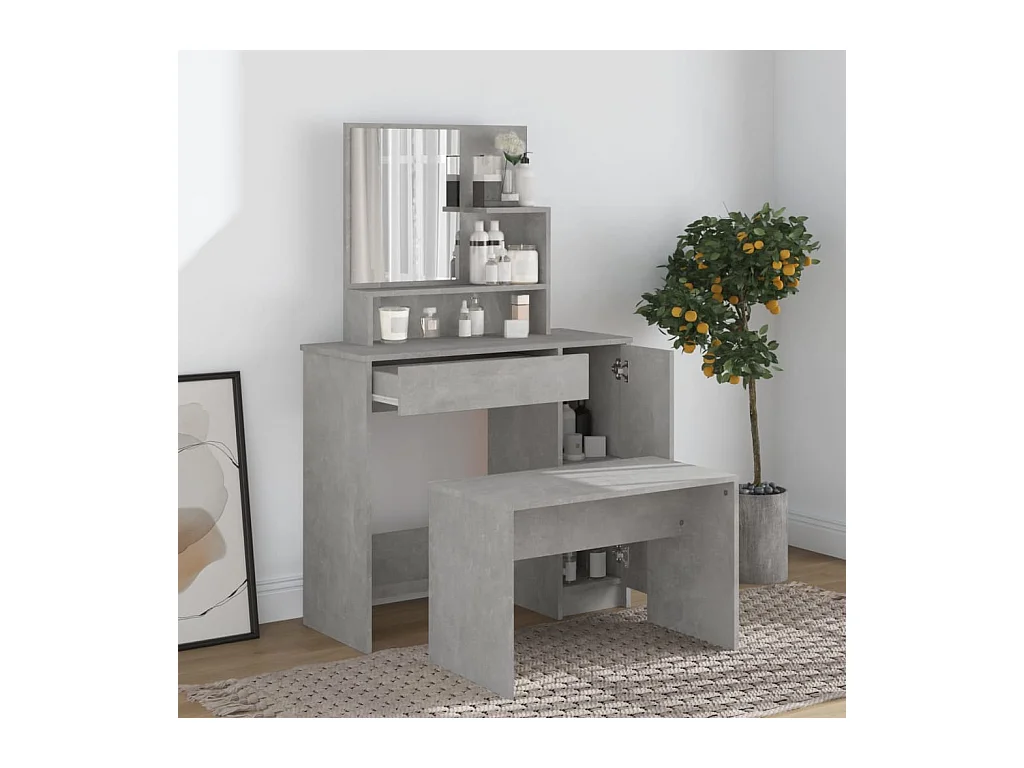 Schminktischset Betongrau 86,5x35x136 cm