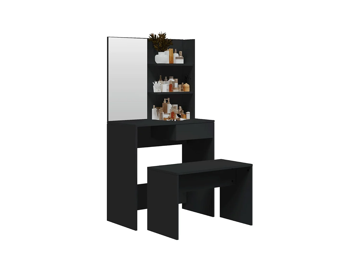 Ensemble de coiffeuse noir 74,5x40x141 cm