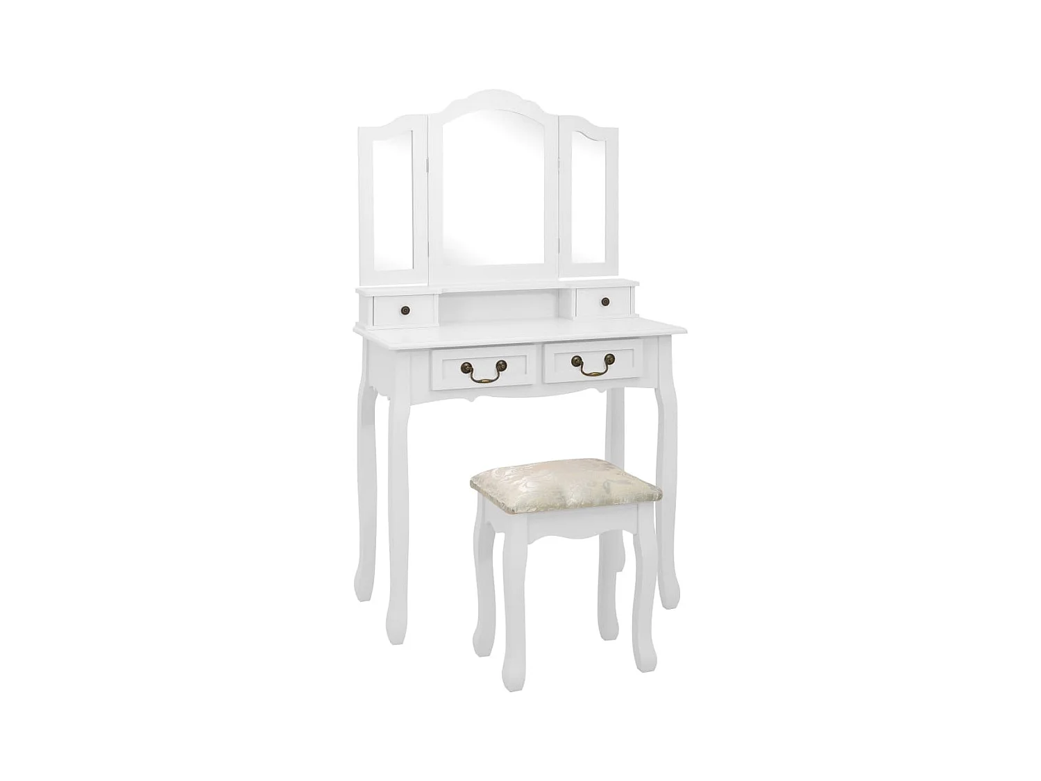 Ensemble de coiffeuse avec tabouret Blanc 80x69x141cm Paulownia