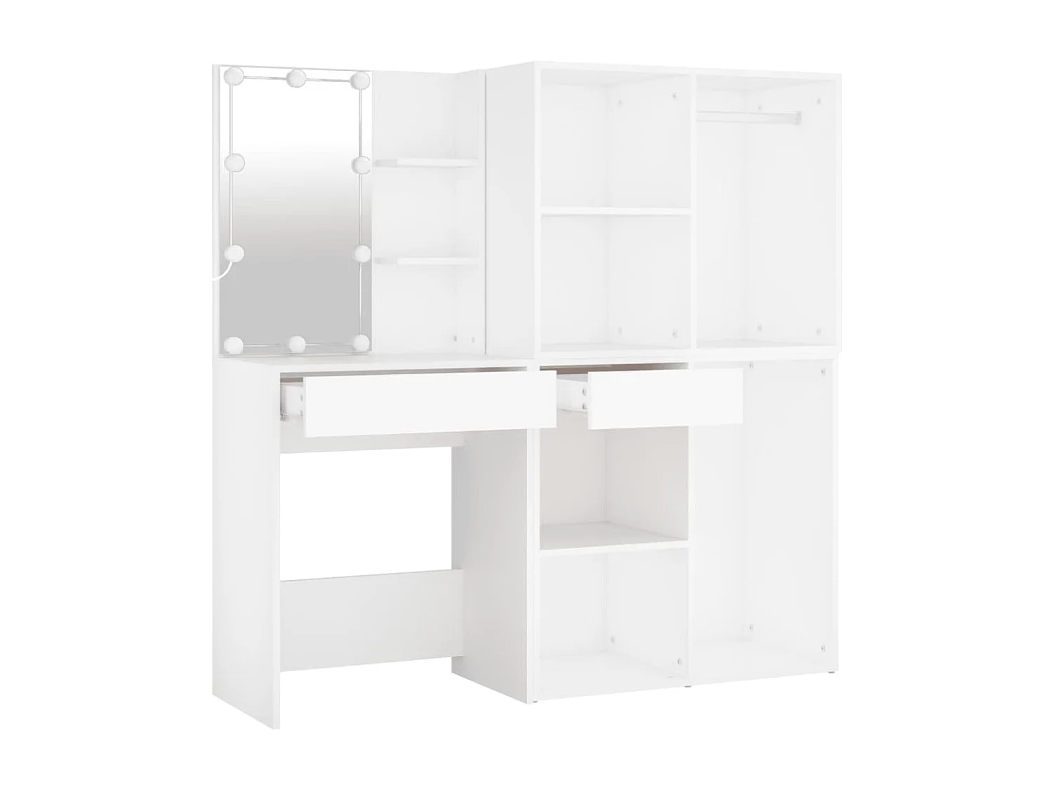 Tocador LED con 2 armarios Blanco Madera contrachapada