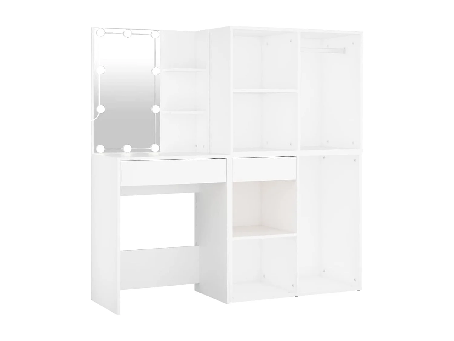 Coiffeuse à LED avec 2 armoires Blanc Bois d'ingénierie