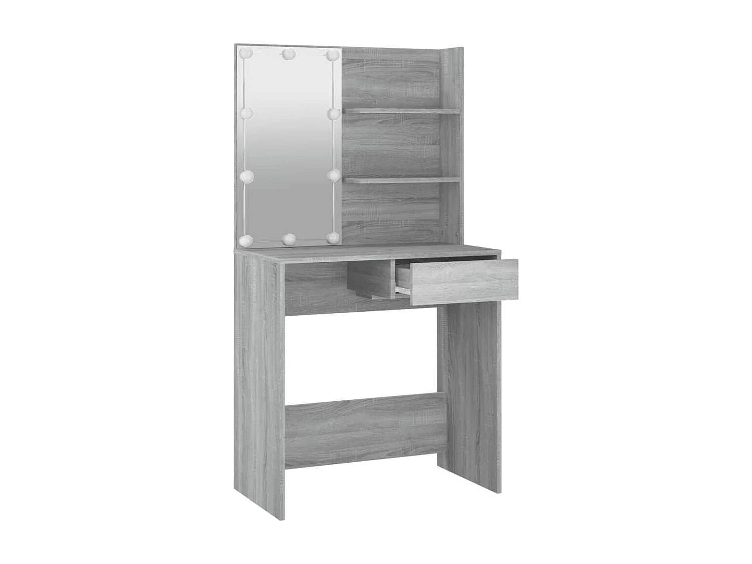 Tocador con LED Sonoma gris 74,5x40x141 cm