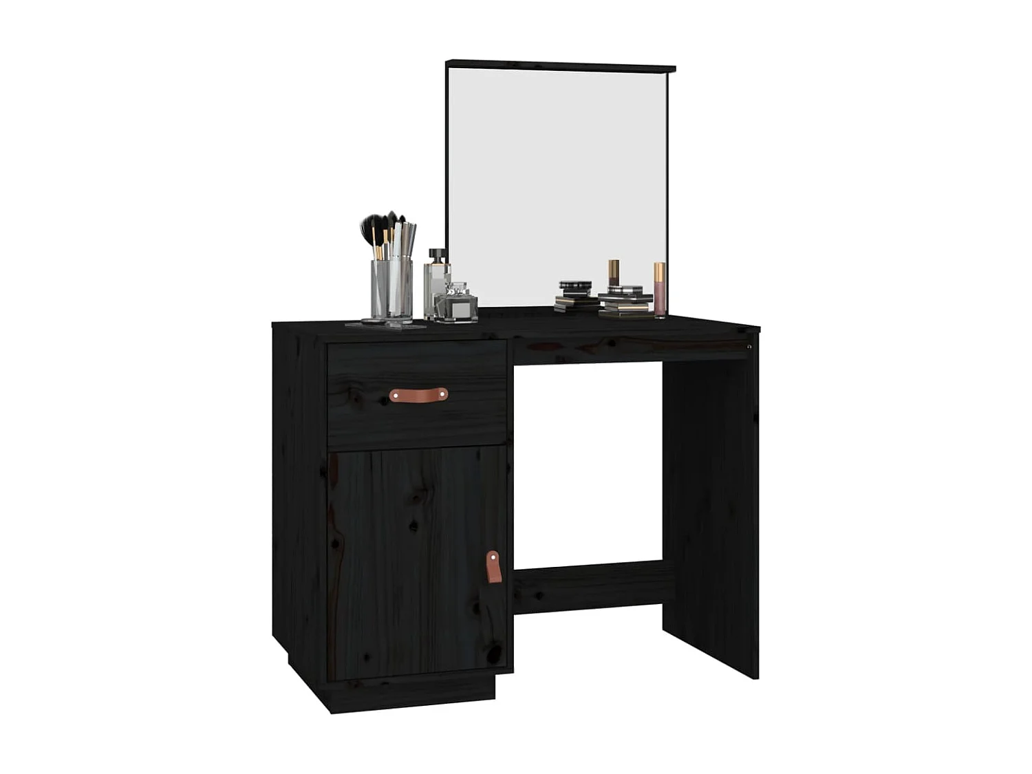 Tocador Negro 95x50x134 cm Madera maciza de pino