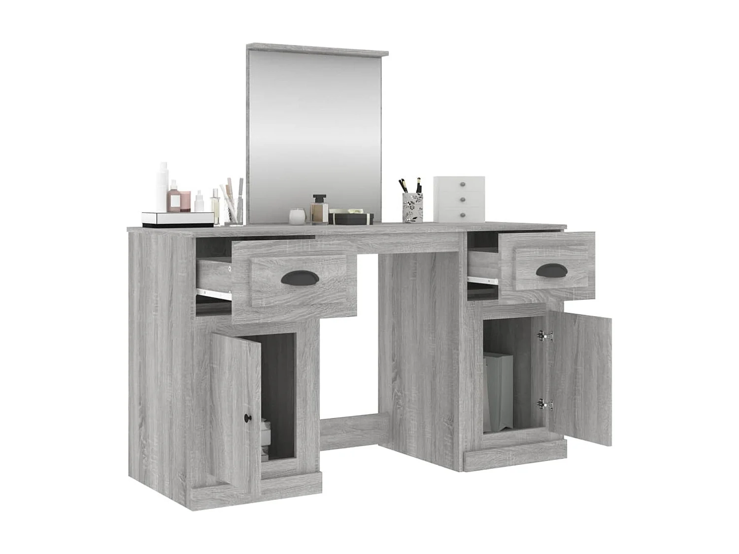 Coiffeuse avec miroir sonoma gris 130x50x132,5 cm