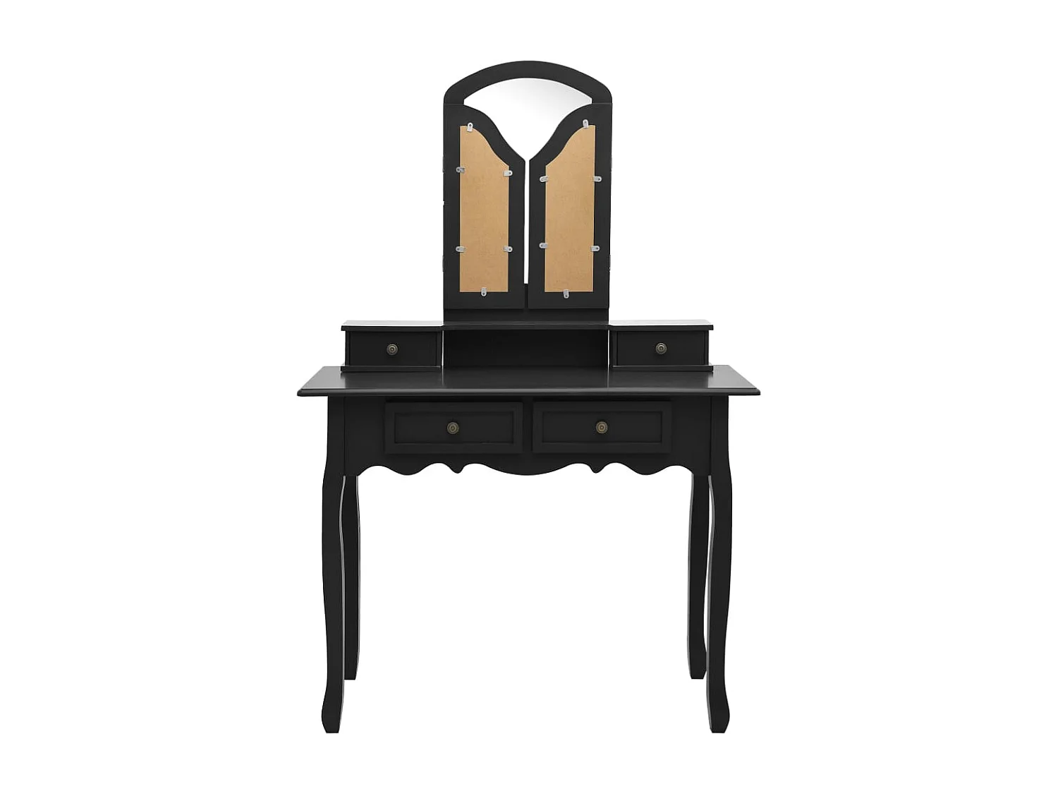 Ensemble de coiffeuse et tabouret Noir 100x40x146 cm Paulownia
