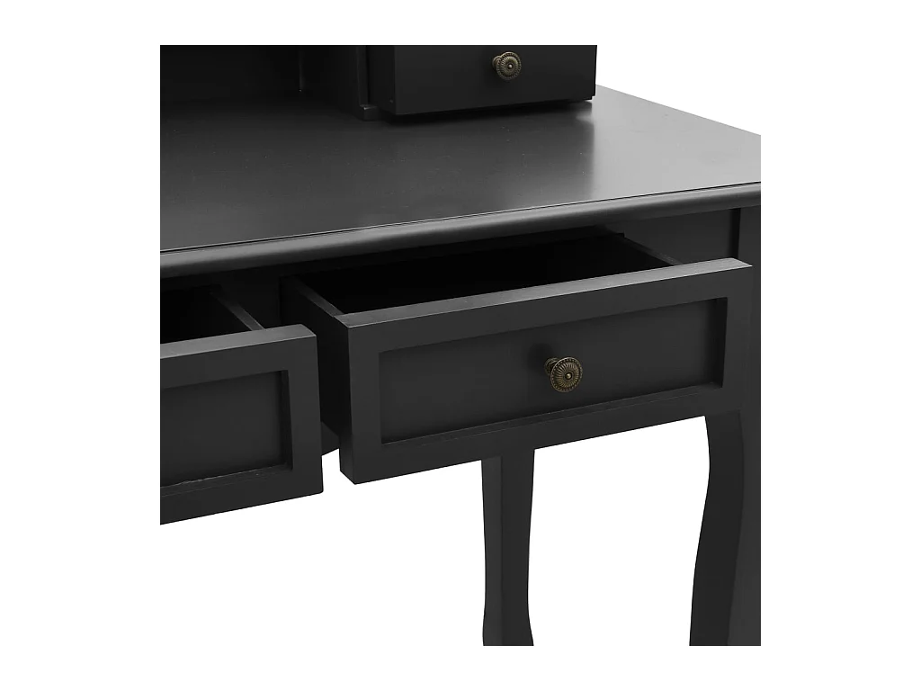 Ensemble de coiffeuse et tabouret Noir 100x40x146 cm Paulownia