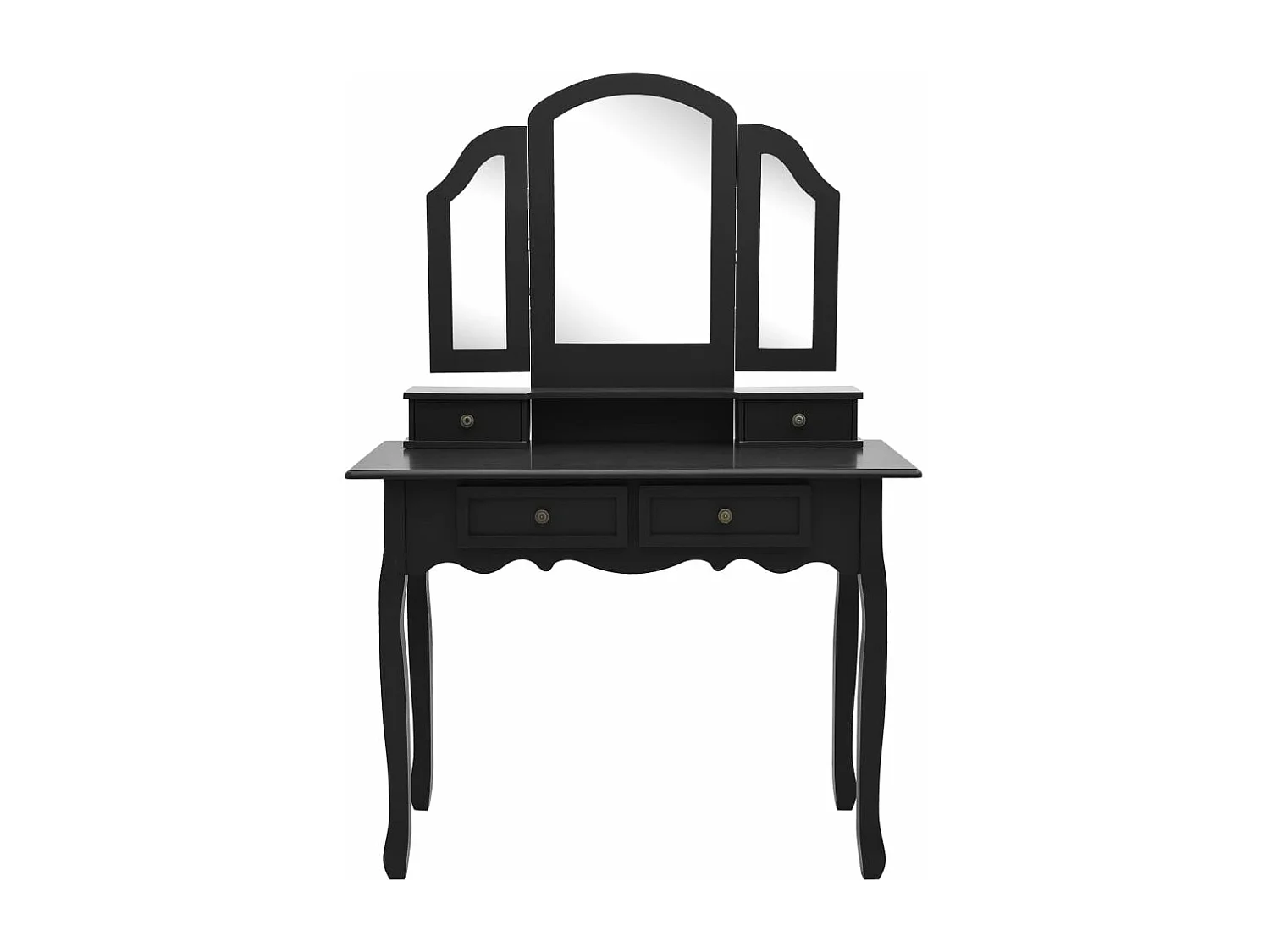 Schminktisch- und Hocker-Set Schwarz 100x40x146 cm Paulownia