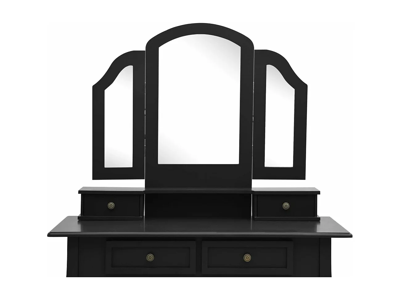 Schminktisch- und Hocker-Set Schwarz 100x40x146 cm Paulownia