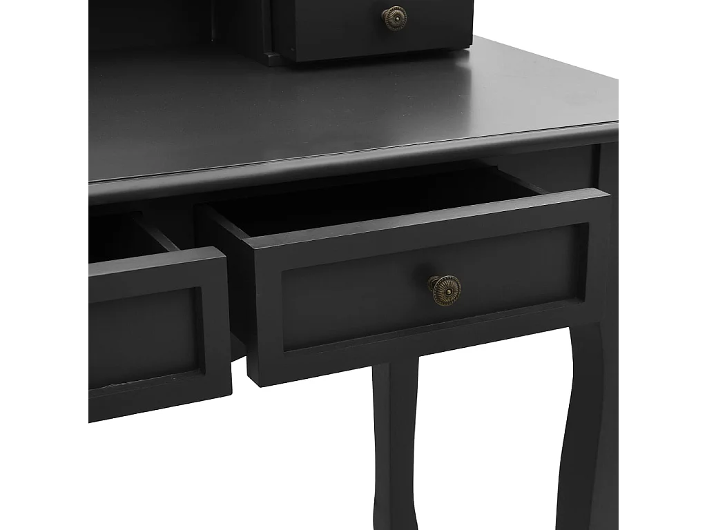 Schminktisch- und Hocker-Set Schwarz 100x40x146 cm Paulownia