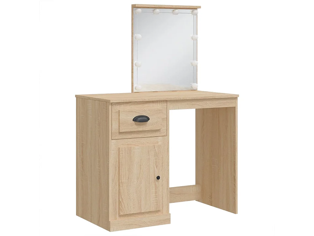 Schminktisch mit LED-Leuchten Sonoma-Eiche 90x42x132,5 cm
