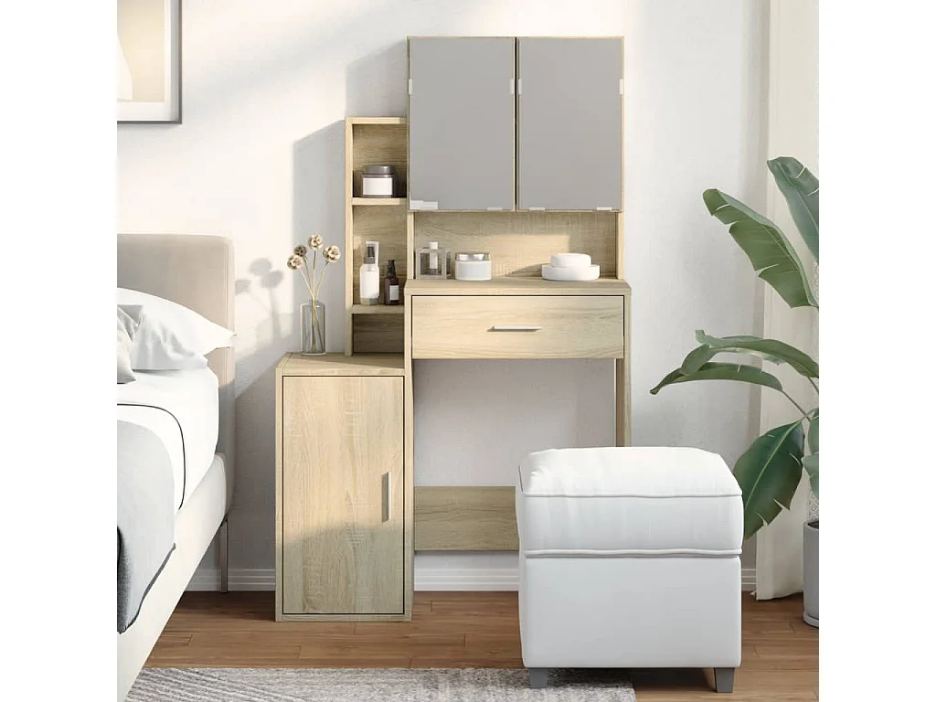 Coiffeuse avec armoire chêne sonoma 80x35x132 cm