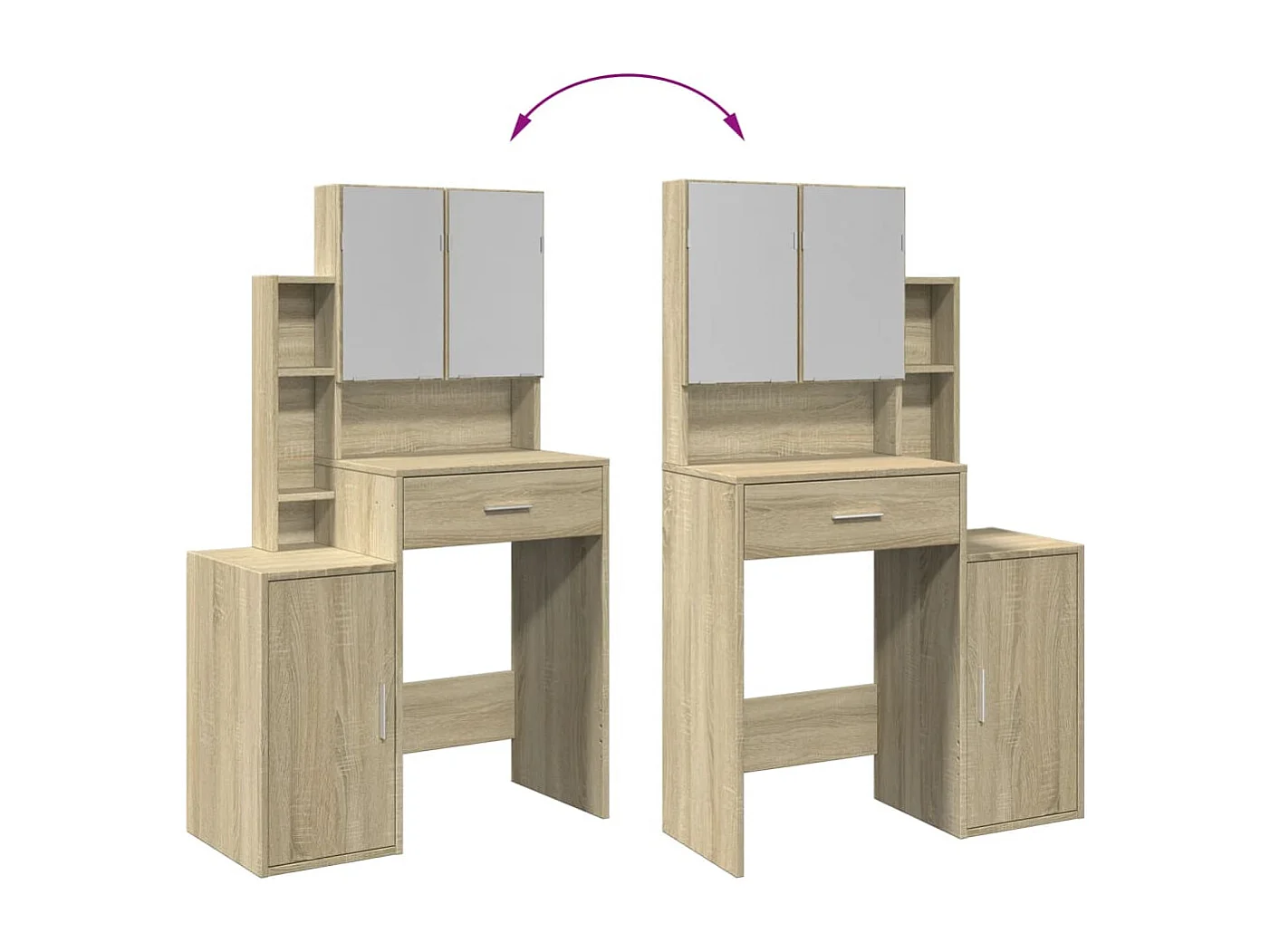 Coiffeuse avec armoire chêne sonoma 80x35x132 cm