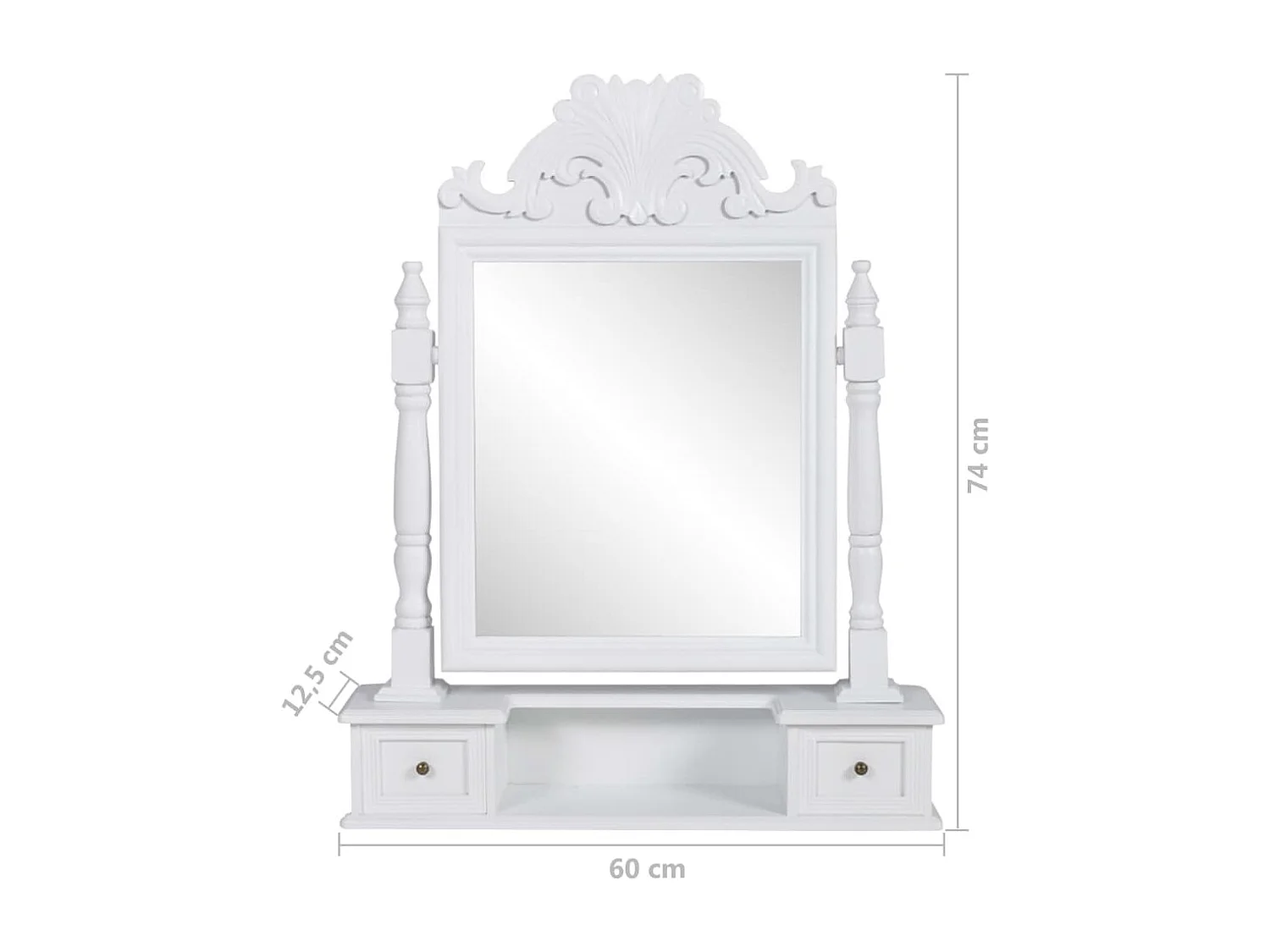 Toilette con specchio rettangolare girevole in MDF