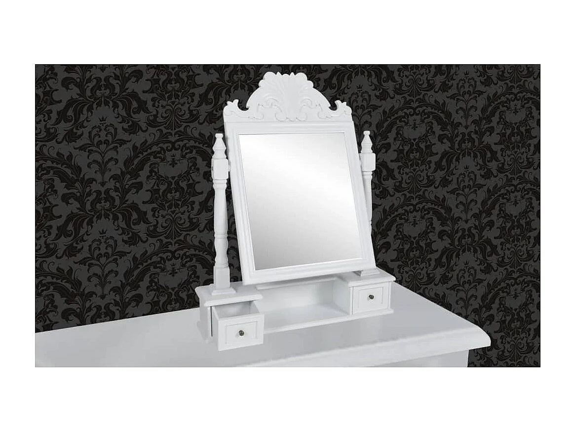 Coiffeuse avec miroir pivotant rectangulaire MDF