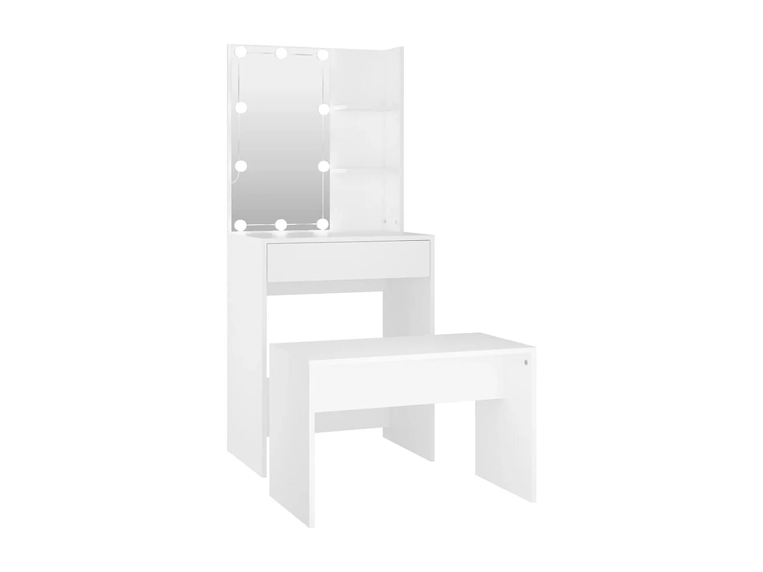 Juego de tocador con LED de madera de ingeniería blanca