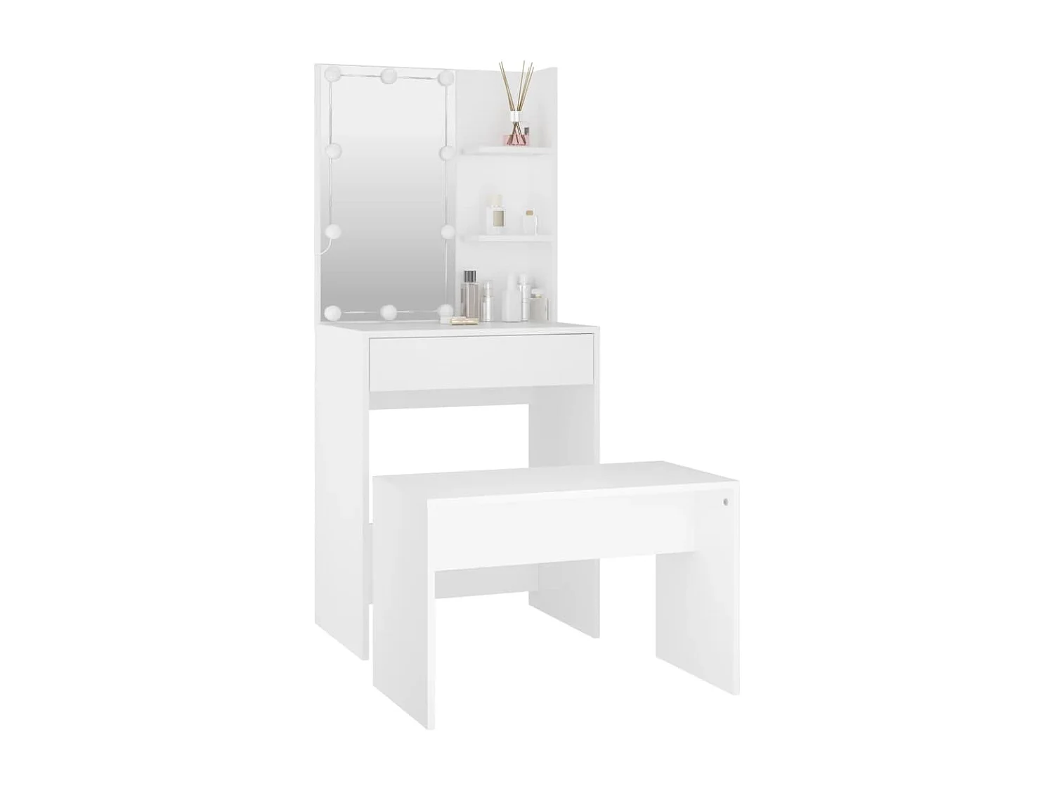 Ensemble de coiffeuse avec LED Blanc Bois d'ingénierie