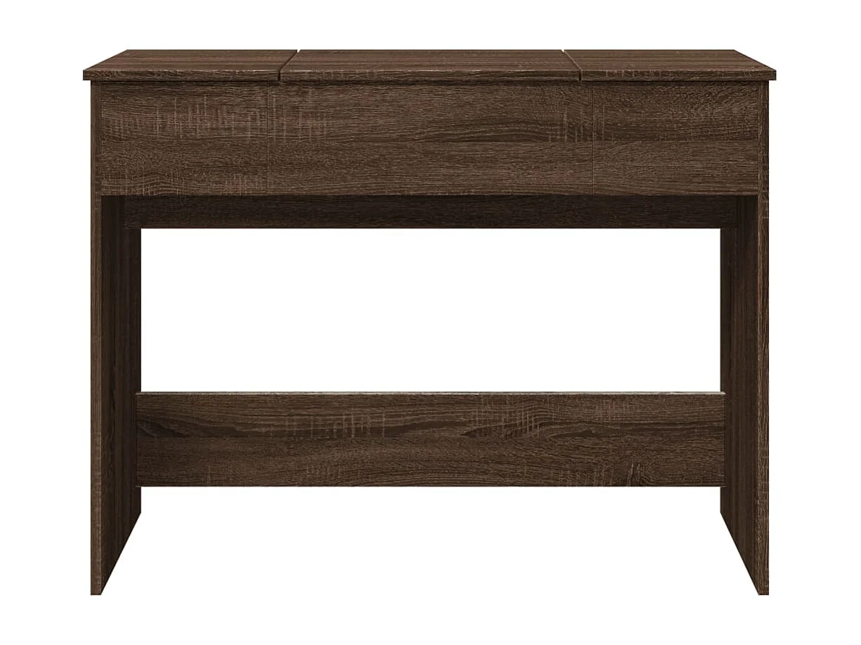 Toletta con specchio in rovere marrone 100x45x76 cm