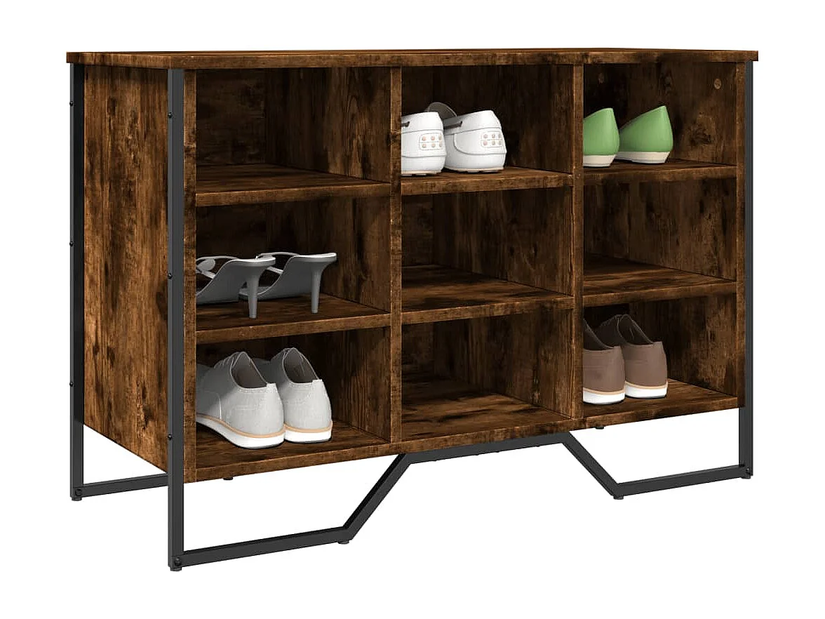 Schuhschrank aus geräucherter Eiche, 90 x 38 x 61,5 cm, Holzwerkstoff