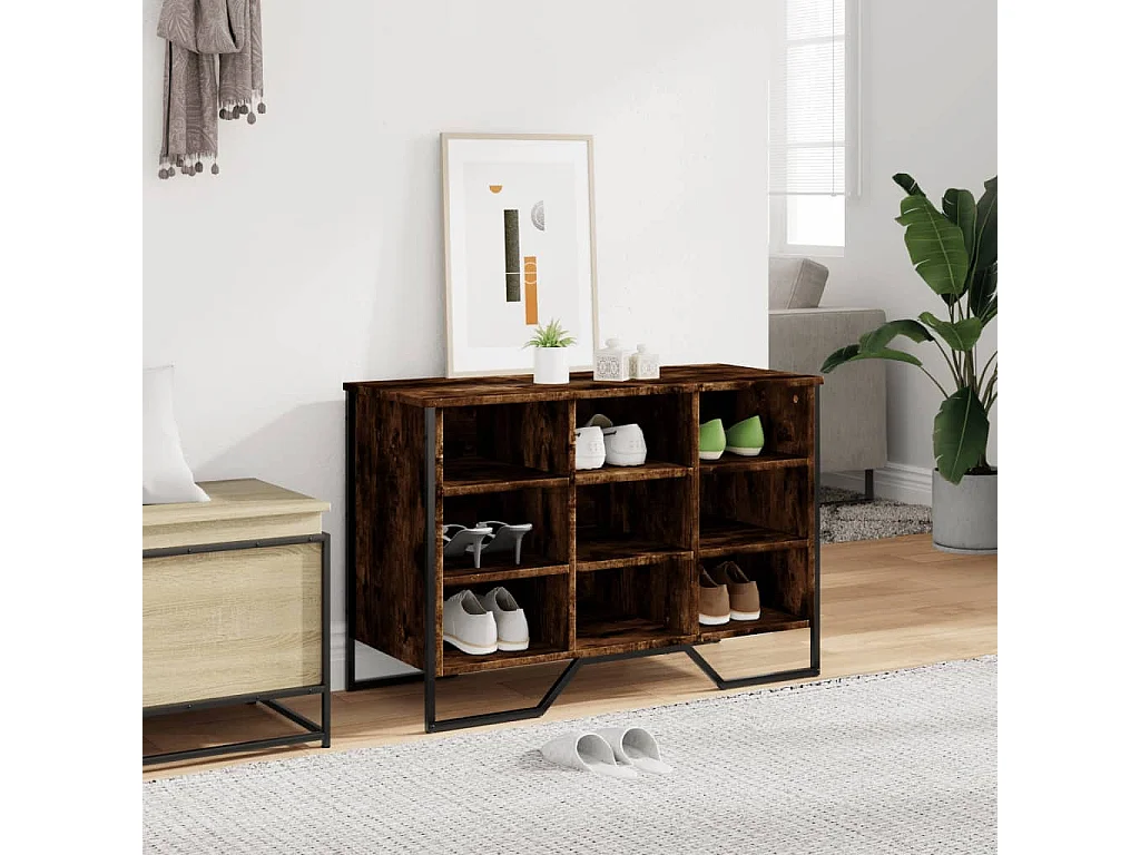Armoire à chaussures chêne fumé 90x38x61,5 cm bois d'ingénierie