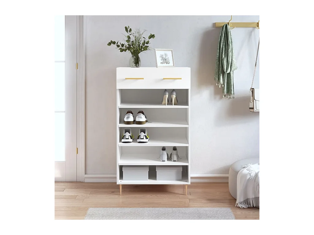 Schoenenkast wit 60x35x105 cm samengesteld hout