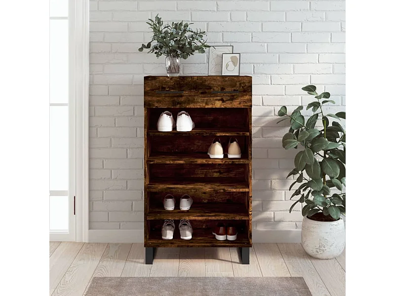 Gerookt eiken schoenenkast 60x35x105 cm samengesteld hout