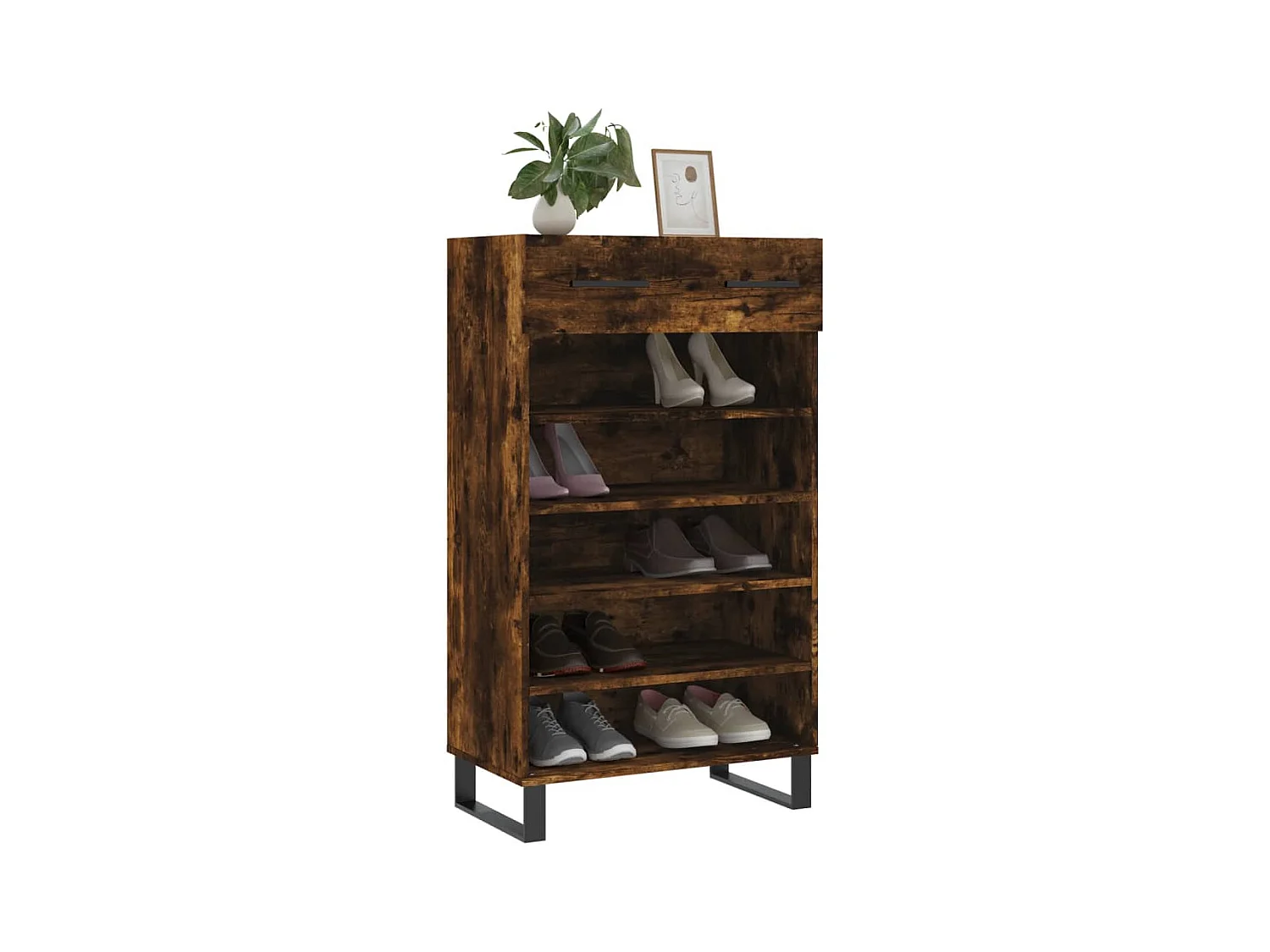 Armoire à chaussures chêne fumé 60x35x105 cm bois d'ingénierie