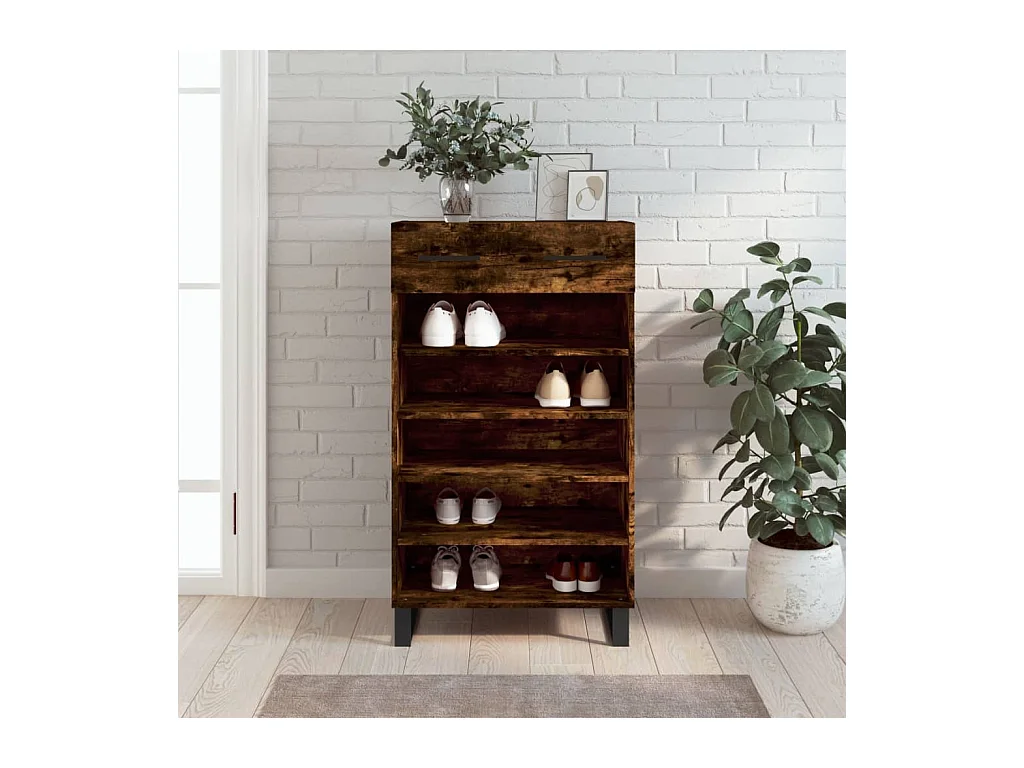Armoire à chaussures chêne fumé 60x35x105 cm bois d'ingénierie