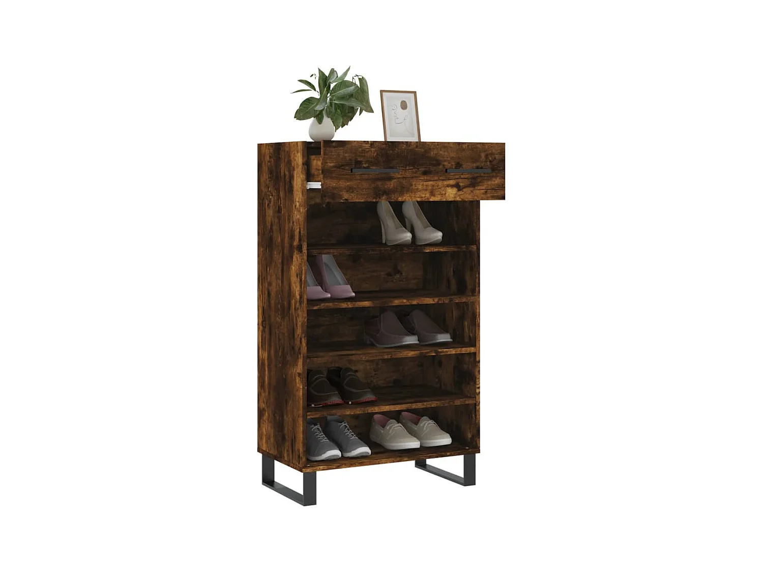 Armoire à chaussures chêne fumé 60x35x105 cm bois d'ingénierie