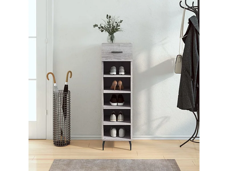 Meuble à chaussures sonoma gris 30x35x105 cm bois d'ingénierie