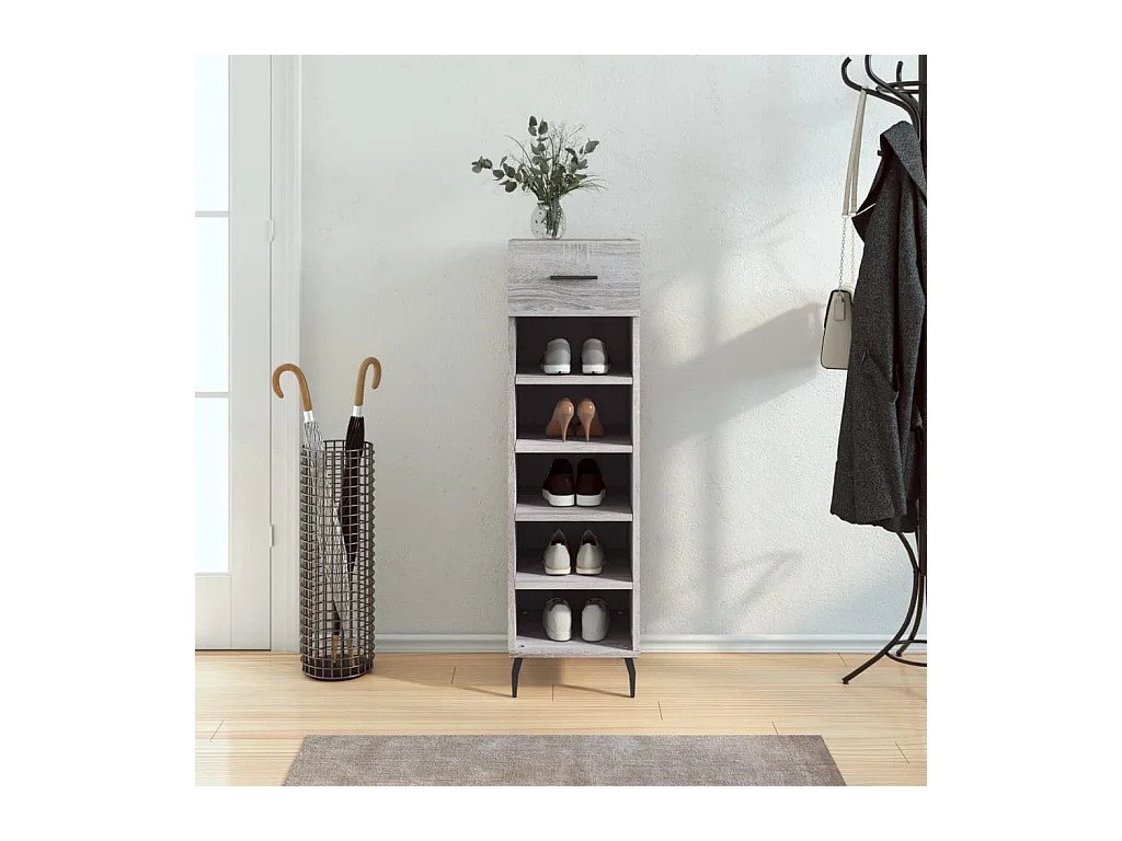 Meuble à chaussures sonoma gris 30x35x105 cm bois d'ingénierie