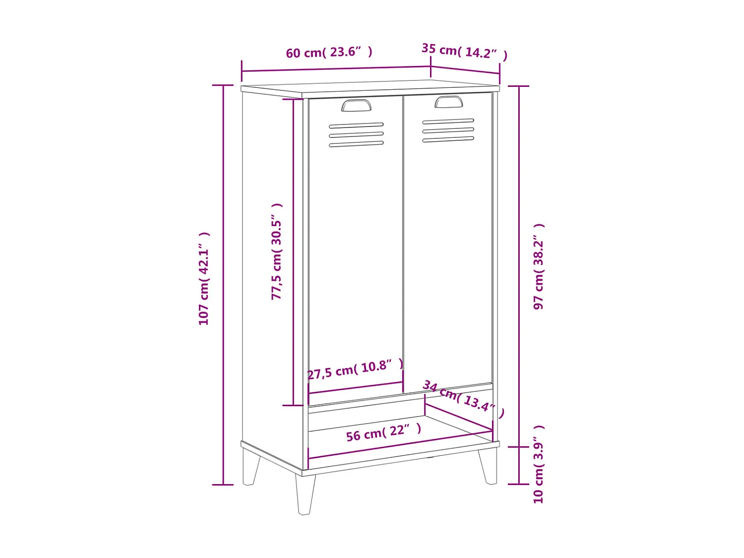 Armoire à chaussures VIKEN blanc bois d'ingénierie