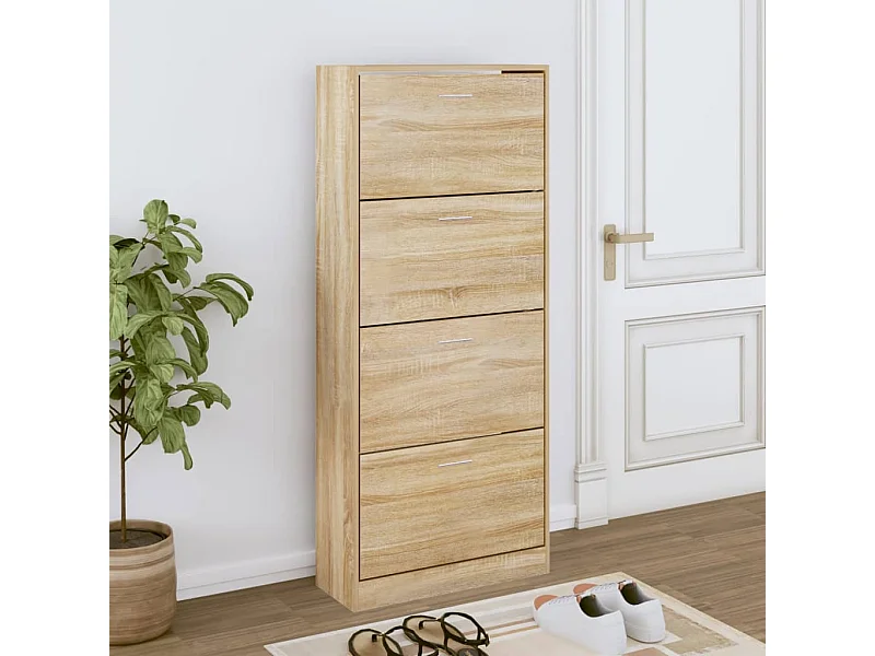 Sapateira carvalho Sonoma 63x24x147cm Madeira trabalhada