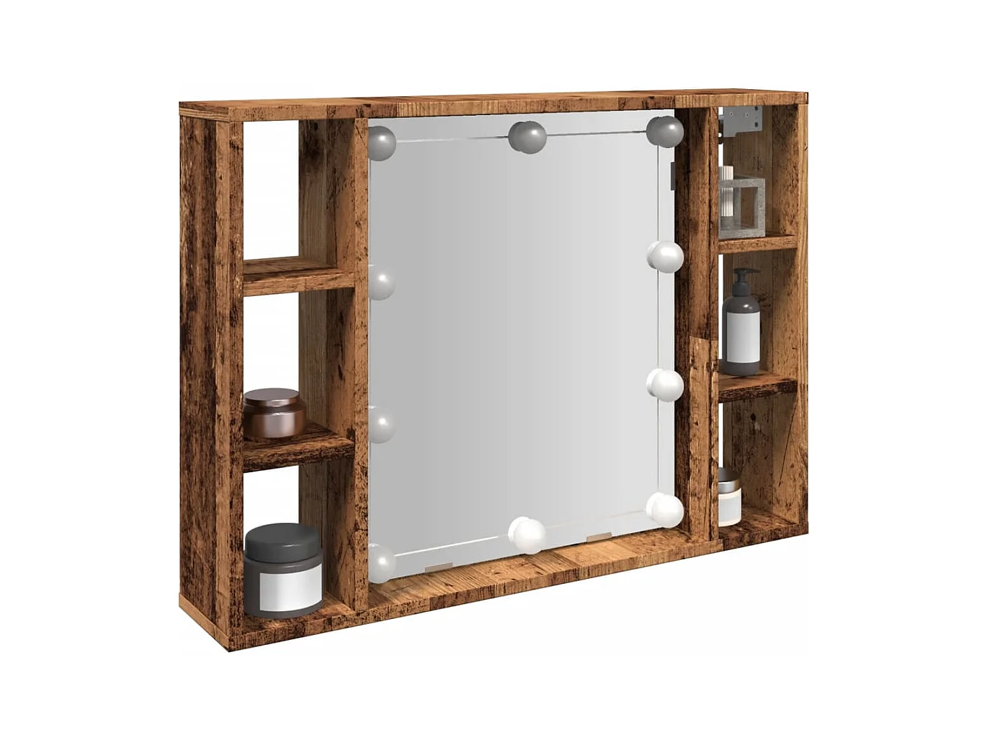 Armoire à miroir et LED vieux bois 76x15x55cm bois d'ingénierie